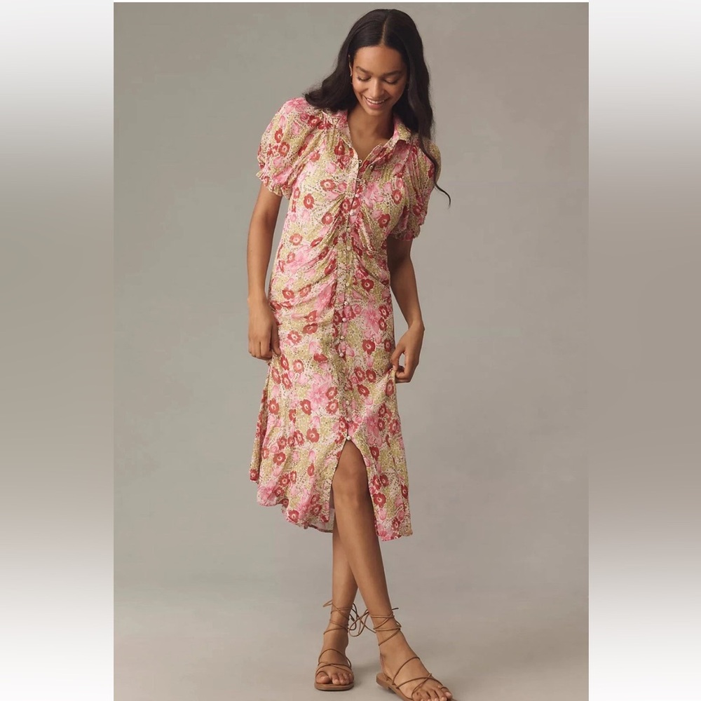 NWT Anthropologie Midi Dress Size 6 Delicate Floral Print